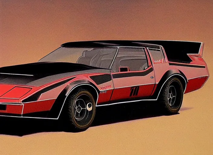 Image similar to kitt 1 9 8 2 pontiac trans am. style star wars, retro, retro futurist. concept art by ralph mcquarrie