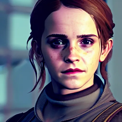 Image similar to emma watson in destiny 2, highly detailed, extremely high quality, hd, 4 k, 8 k, professional photographer, 4 0 mp, lifelike, top - rated, award winning, realistic, detailed lighting, detailed shadows, sharp, no blur, edited, corrected, trending