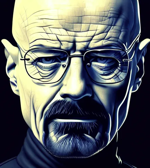 Prompt: walter white if he never sold drugs, detailed facial expression, detailed surroundings, intricate, elegant, highly detailed, centered, digital painting, artstation, concept art, smooth, sharp focus, illustration, by ( leonardo da vinci ), wlop