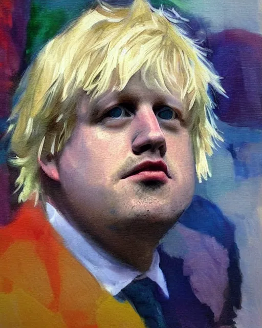 Prompt: impressionist painting of a portrait of a hipster looking like boris johnson