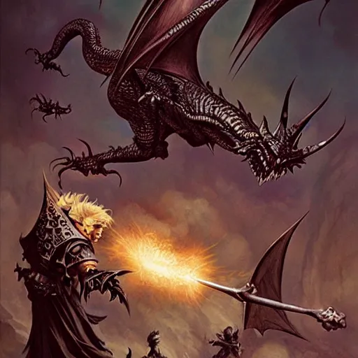 Image similar to flying black dragon, d & d, fantasy, greg rutkowski, frank frazetta, alexandre chaudret, boris vallejo, michael whelan, miro petrov, hr giger, magali villeneuve, donato giancola