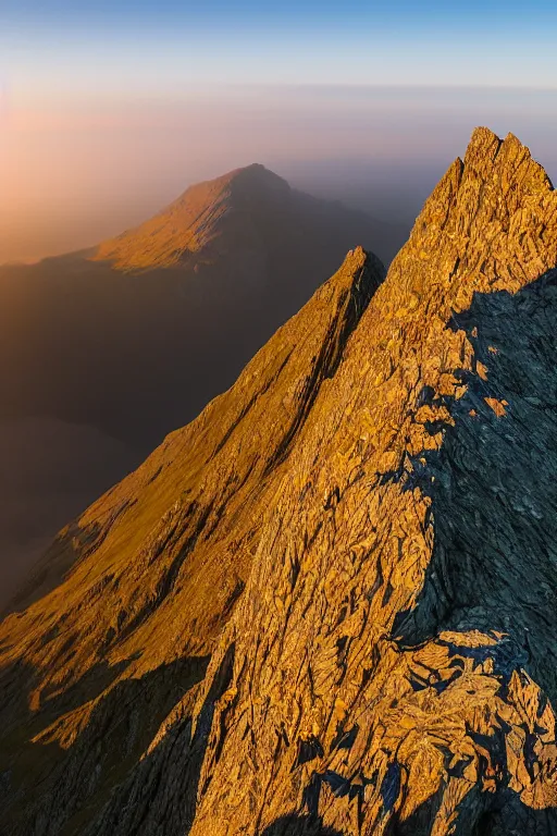 Image similar to Crib Goch!!!!!!!! ridge, rays, epic, cinematic, climbing, photograph, atmospheric, dawn, golden hour