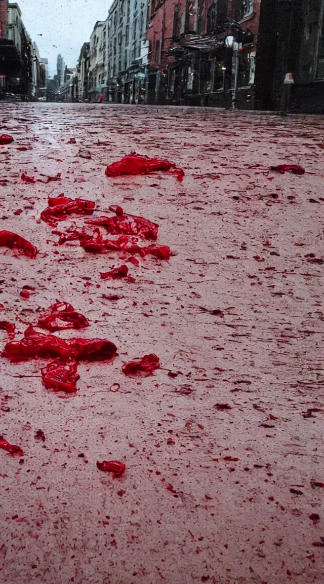 Prompt: a single crushed red plastic cup on wet sidewalk, epic lighting, dramatic composition, in the style of van gogh