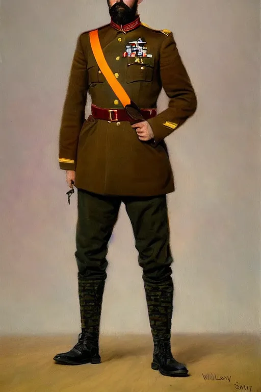 Image similar to full body portrait of the dictator of the phoenix suns, 1 8 8 9, in full military garb, oil on canvas by william sidney mount, trending on artstation