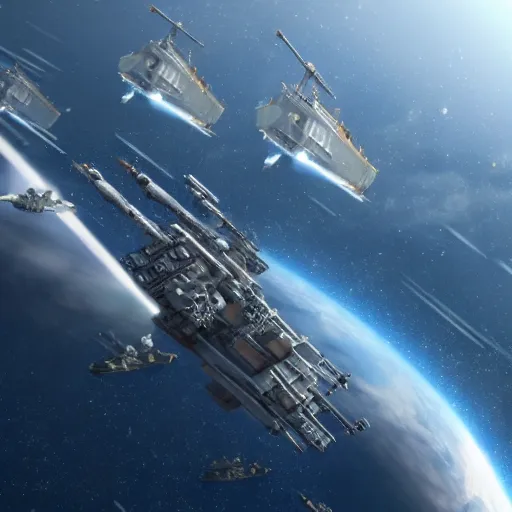 photo realistic attack space warships preparing to, Stable Diffusion