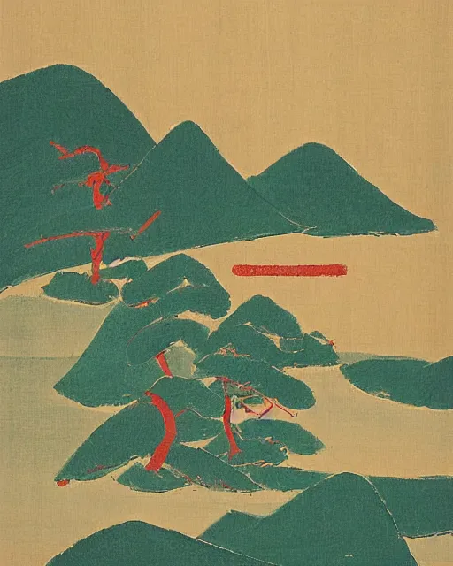 Image similar to a painting by Sesshu Toyo