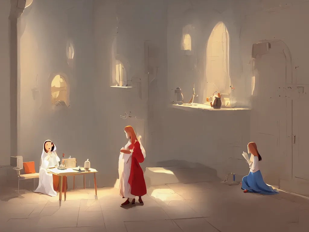 Image similar to the annunciation by goro fujita, trending on artstation, 8k, highly detailed