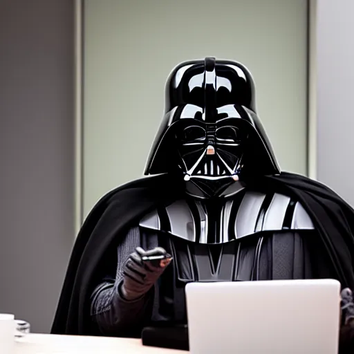 Image similar to photo of darth vader giving presentation in business meeting