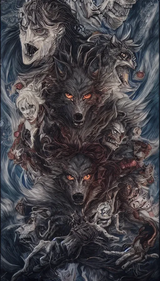 Image similar to Werewolf in London, by Ayami Kojima, studio ghibli, cinematic lighting, intricate, highly detailed, digital painting, trending on artstation, Illustration, epic scale