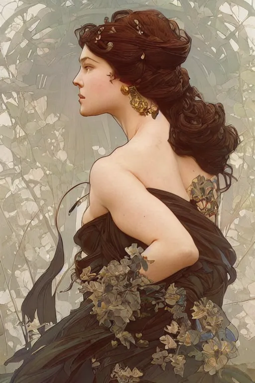 Image similar to beautiful cottagecore lizzo, intricate, elegant, highly detailed, digital painting, artstation, concept art, smooth, sharp, focus, illustration, art by artgerm and greg rutkowski and alphonse mucha