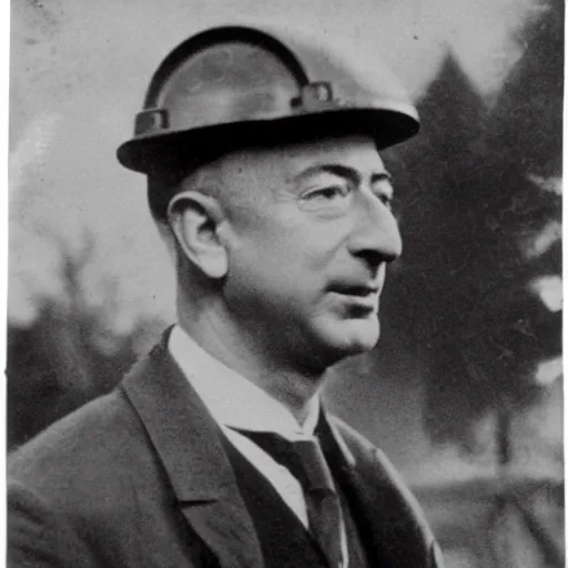 Prompt: daguerrotype of jeff bezos as a soot covered miner in 1 9 0 0, film grain