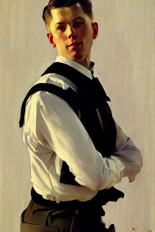 Image similar to attractive male, painting by ilya kuvshinov, j. c. leyendecker, carl larsson