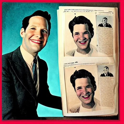 Image similar to “Paul Rudd portrait, color vintage magazine illustration 1950”