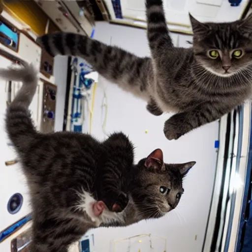 Image similar to Photo of cats floating inside the ISS