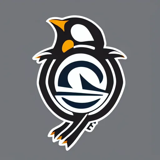 Image similar to An NBA logo of a penguin, NBA mascot, basketball logo, sports mascot, white background, sharp edges,