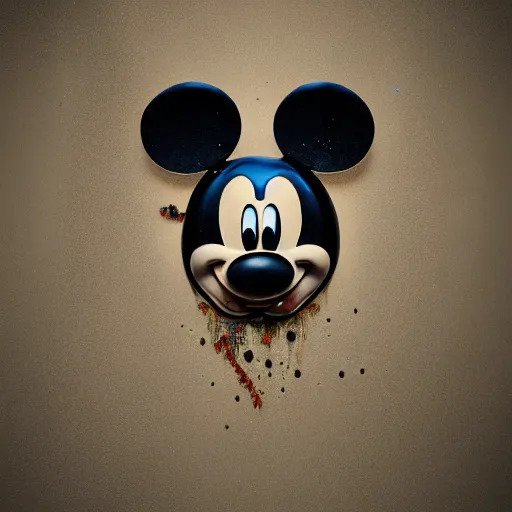 Prompt: counterfeit mickey mouse head, fractal, broken, LSD, wet, melting, fractured, mycelium, radiant alien, rococo, baroque, automotive, bio-mechanical, porcelain, iridescent, sub surface scattering, octane render