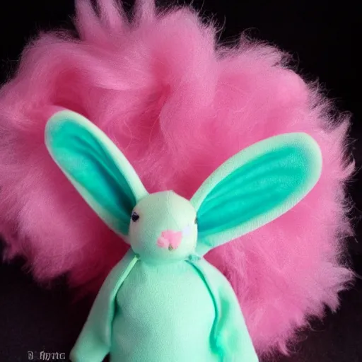 Prompt: a cute fairy bunny, pink and teal