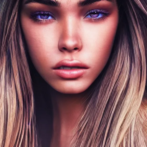 Image similar to 4k,ultra detailed portrait of Madison Beer by Rachel Ruysch