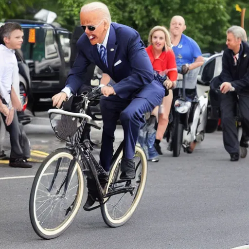 Image similar to Joe Biden falling off of bike