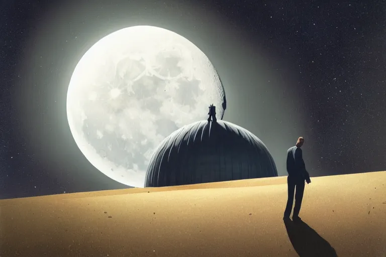 Prompt: a realistic detail of A man leaned against a large domed window, the moon cast on the man, the man looked up, shining star, by Wolp, Sparth, Mark Brooks, Brad Kunkle, Vincent di fate, Paul-chadeisson, Dylan Cole, Jin Kim,Denis Villeneuve, Ben Nicholas, Anton Fadeev, thomas kinkade, rutkowski, Finnian MacManus, Syd Mead, Tsutomu Kitazawa, black and red scheme, 8k, Unreal Engine 5
