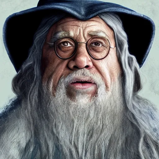 Image similar to ultra realistic illustration of danny devito as gandalf the white from lord of the rings the return of the king, full body, high quality, highly detailed, wide angle, illustration, digital art, full color