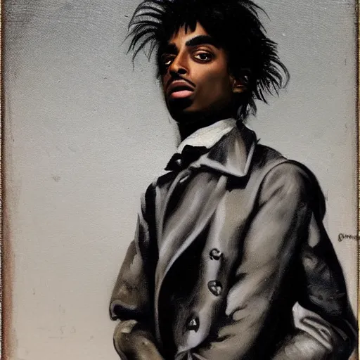 Image similar to a portrait of Playboi Carti in the style of Francisco Goya, dark, creepy, high contrast, nihilistic