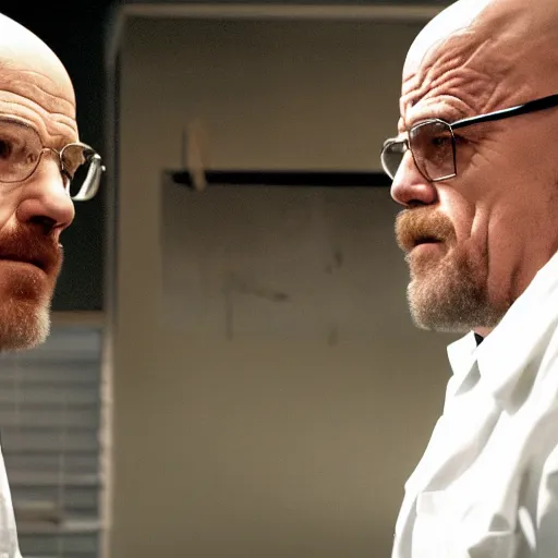 Prompt: A Still from Breaking Bad with Danny Devito starring as both Walter White and Jesse Pinkman, shot on a production grade camera, 4K.