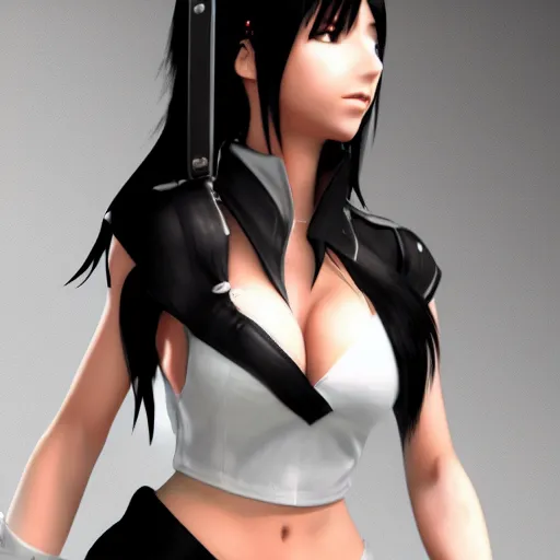 Image similar to tifa from final fantasy 7 fan art, amazing, unreal engine 5, trending, artstation,