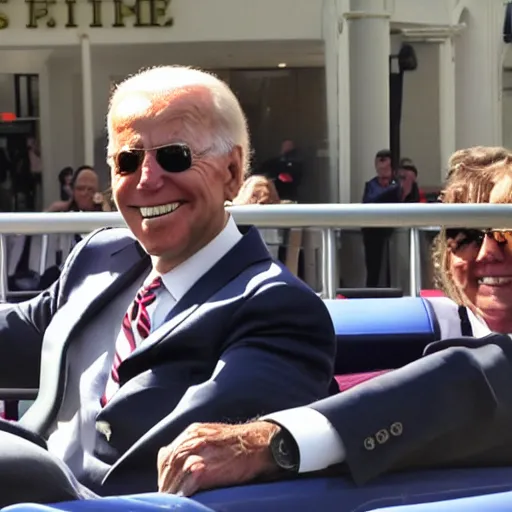 Image similar to Joe Biden riding a mall ride