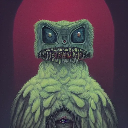 Image similar to portrait of a fluffy moth wanderer in a cloak in the style of Simon Stålenhag and H. R. Giger, detailed, trending on Artstation