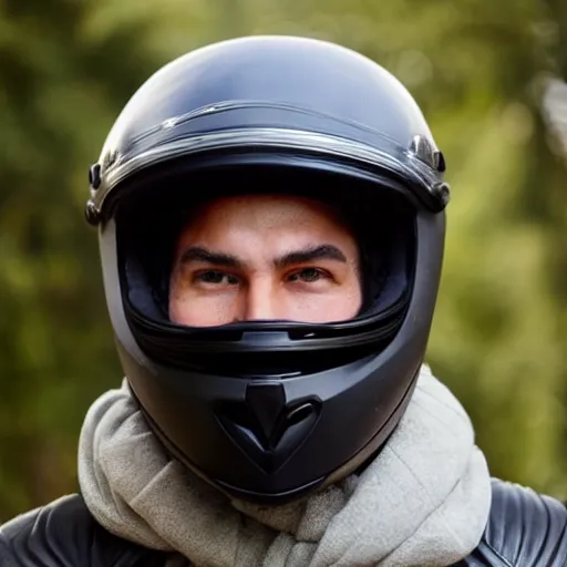 Prompt: person wearing motorcycle helmet