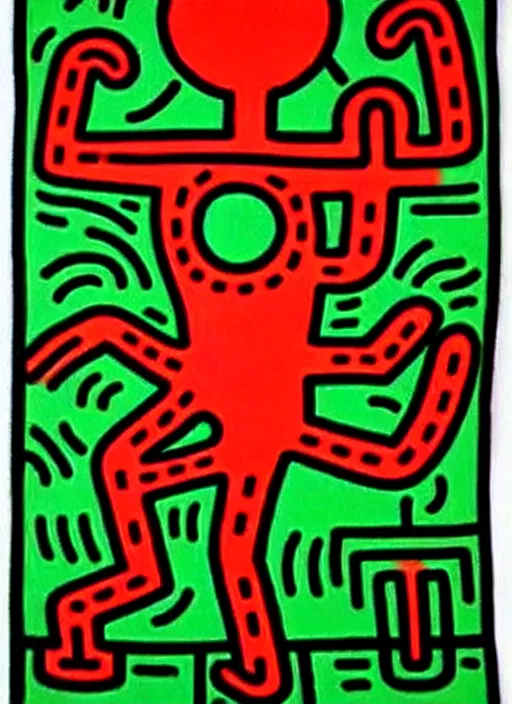 Image similar to image of beautyful female android steampunk by keith haring,