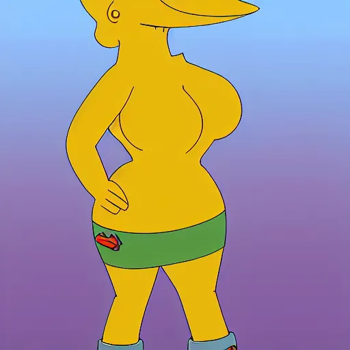 Prompt: christina hendricks as the simpsons characters, 3 d render, blender,