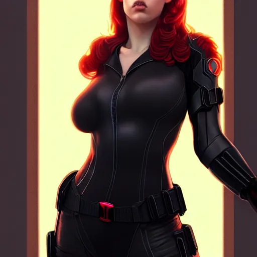 Image similar to Kerry marie as black widow, au naturel, hyper detailed, digital art, trending in artstation, cinematic lighting, studio quality, smooth render, unreal engine 5 rendered, octane rendered, art style by klimt and nixeu and ian sprigger and wlop and krenz cushart