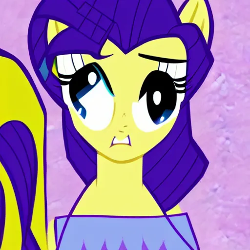 Prompt: Rarity from My Little Pony: Friendship is Magic, drawn in the style of Samurai Jack