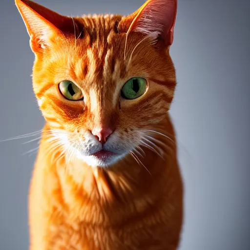 Prompt: a orange tabby cat drinking water in studio lighting close up