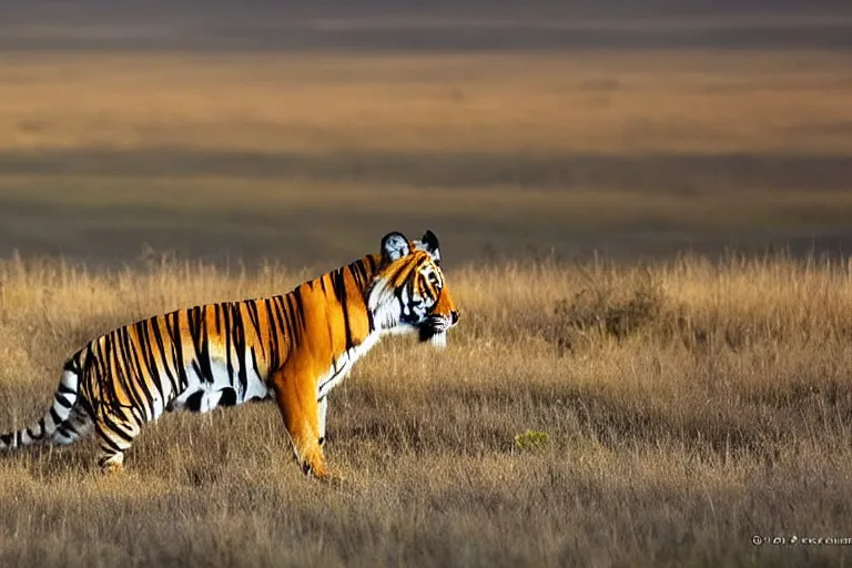 Image similar to antelope hunting a tiger, golden hour, 6 0 0 mm, wildlife photo, national geographics