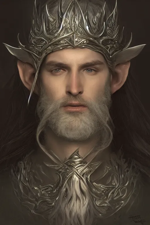 Prompt: portrait, one elven King of the eternal forrest, Single face, dramatic lighting, cinematic, establishing shot, extremly high detail, photo realistic, cinematic lighting, post processed, concept art, artstation, matte painting, style by eddie mendoza, raphael lacoste, alex ross