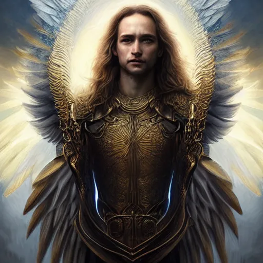 Image similar to Majestic and regal portrait of Archangel Michael, intricate, epic, elegant, menacing, fantasy, highly detailed, digital painting, hard focus, beautiful volumetric lighting, epic light, ultra detailed, by Leesha Hannigan, Ross Tran, Thierry Doizon, Kai Carpenter, Ignacio Fernández Ríos