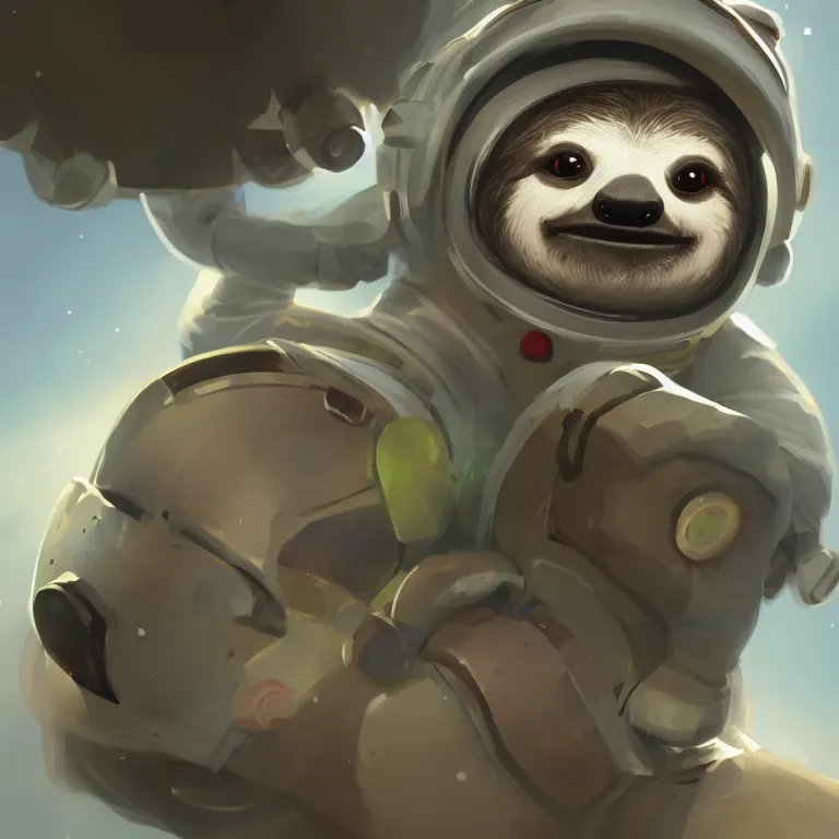 Prompt: A cute sloth astronaut, digital painting, artstation, award winning, concept art, sharp focus, cinematic lighting, illustration, cgsociety