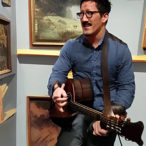 Prompt: markiplier as a busk in a museum