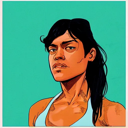 Prompt: “ michelle rodriguez retro minimalist portrait by jean giraud, moebius starwatcher comic, 8 k ”