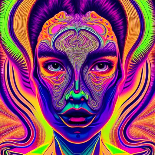 Prompt: An extremely psychedelic portrait, surreal, LSD, face, detailed, intricate, elegant, lithe, highly detailed, digital painting, artstation, concept art, smooth, sharp focus, illustration, art by Kilian Eng