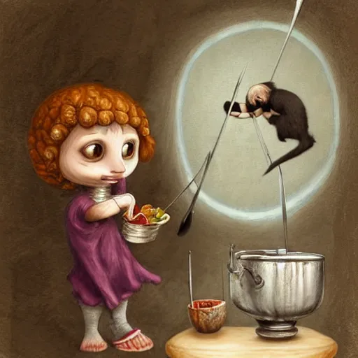 Image similar to a gibbon medieval chef, fantasy concept art by nicoletta ceccoli, mark ryden, lostfish, max fleischer