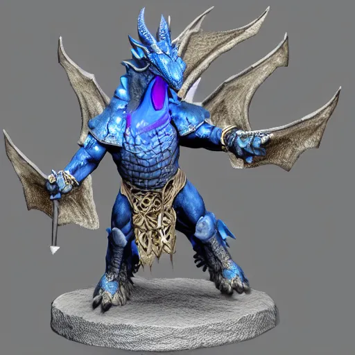 Image similar to photorealistic blue dragon cleric of a storm god, dungeons and dragons, lightning, tempest shield, holy