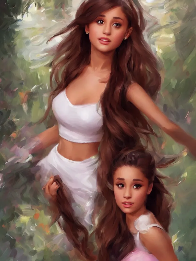 Image similar to ariana grande, digital art by Vladimir Volegov, full body, artstation, highly detailed