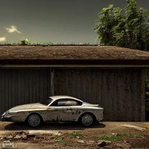 Image similar to car, garage, abandoned, fiction, pop art stability, photorealistic, intricate, elegant, 8 k, uhd, justify, detailed environment, concept art, matte, sharp focus, photography, consistent, highly detailed object content, proportional object content