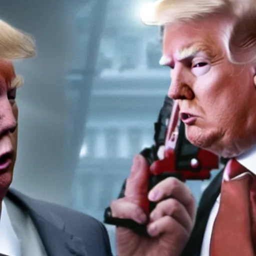 Image similar to stunning awe inspiring donald trump as a ghostbuster, movie still 8 k hdr atmospheric lighting