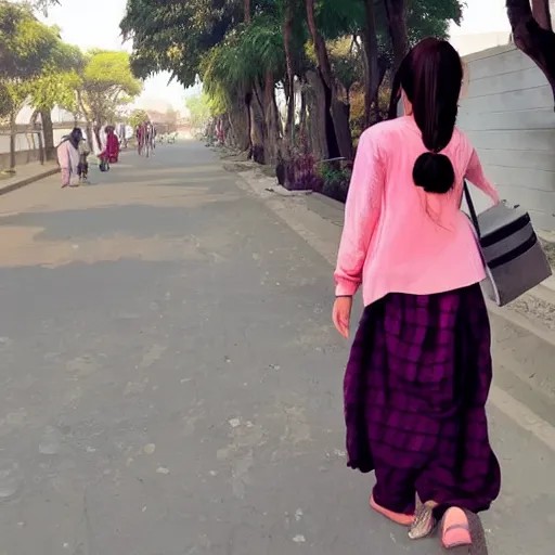 Image similar to anime girl walking in noida