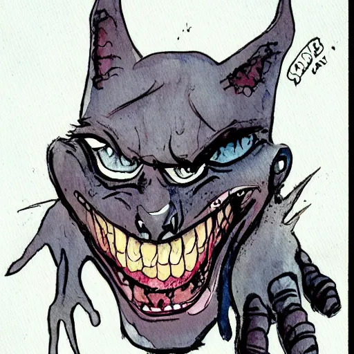 Image similar to dracula cat from the black lagoon watercolor geoff darrow style